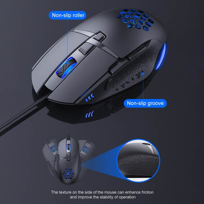 IMICE T90 Wired Mouse Hollow Luminous 8-Key 7200DPI Gaming Wired Mouse for PC Computer Tablet Laptop