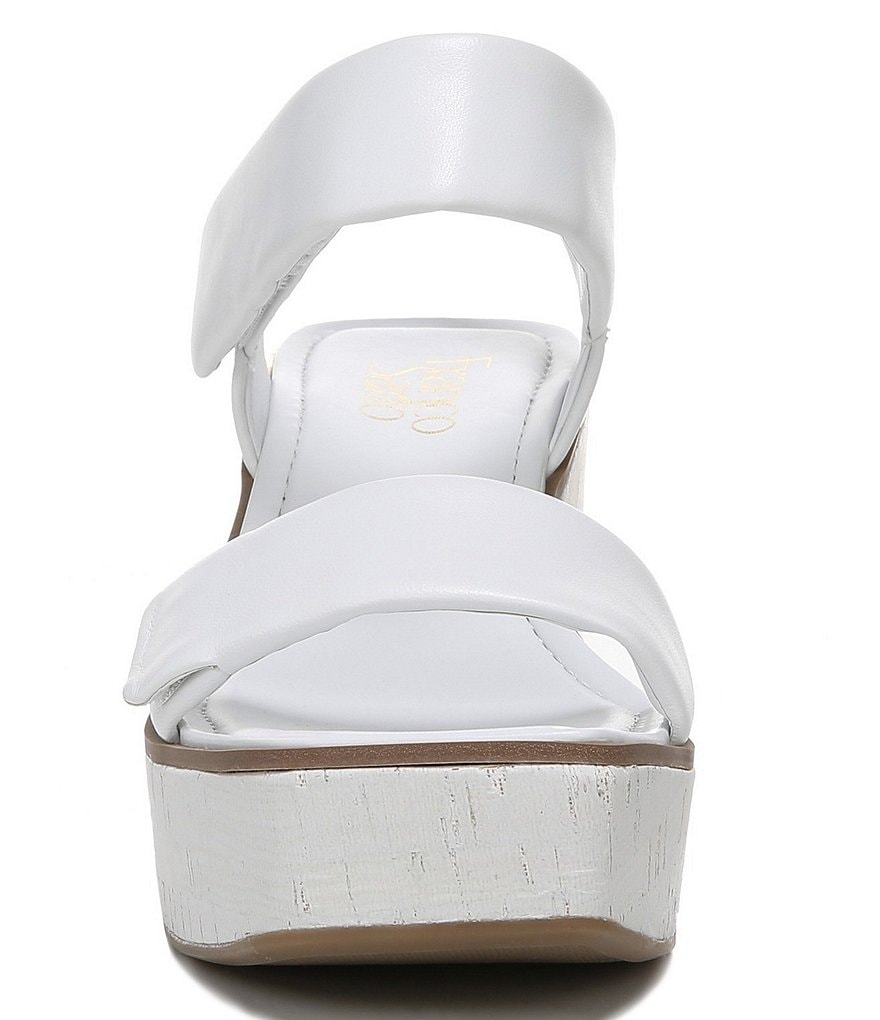 Franco Sarto Sweety Square Toe Leather Cork Platform Wedge Sandals