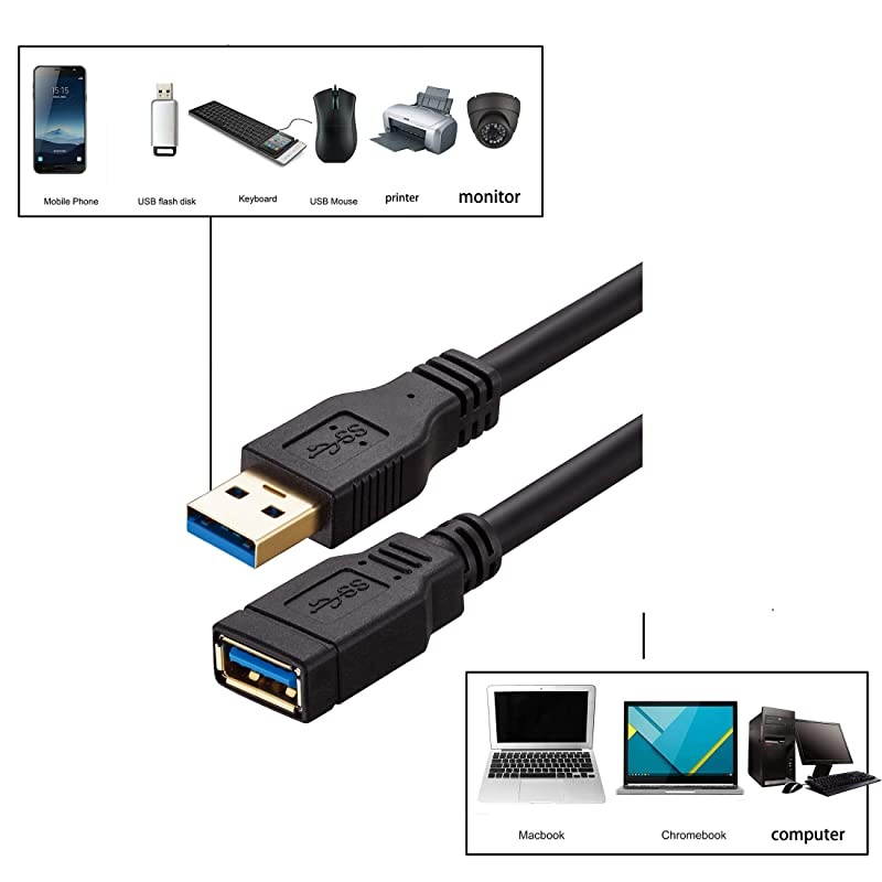 USB 30 Extension Cable 20 ft 22 AWG Long USB Extension Cable SuperSpeed USB 30 Type A Male to Female USB Cable Compatible with PrinterXbox USB Flash Drive Card Reader Hard DriveCamera