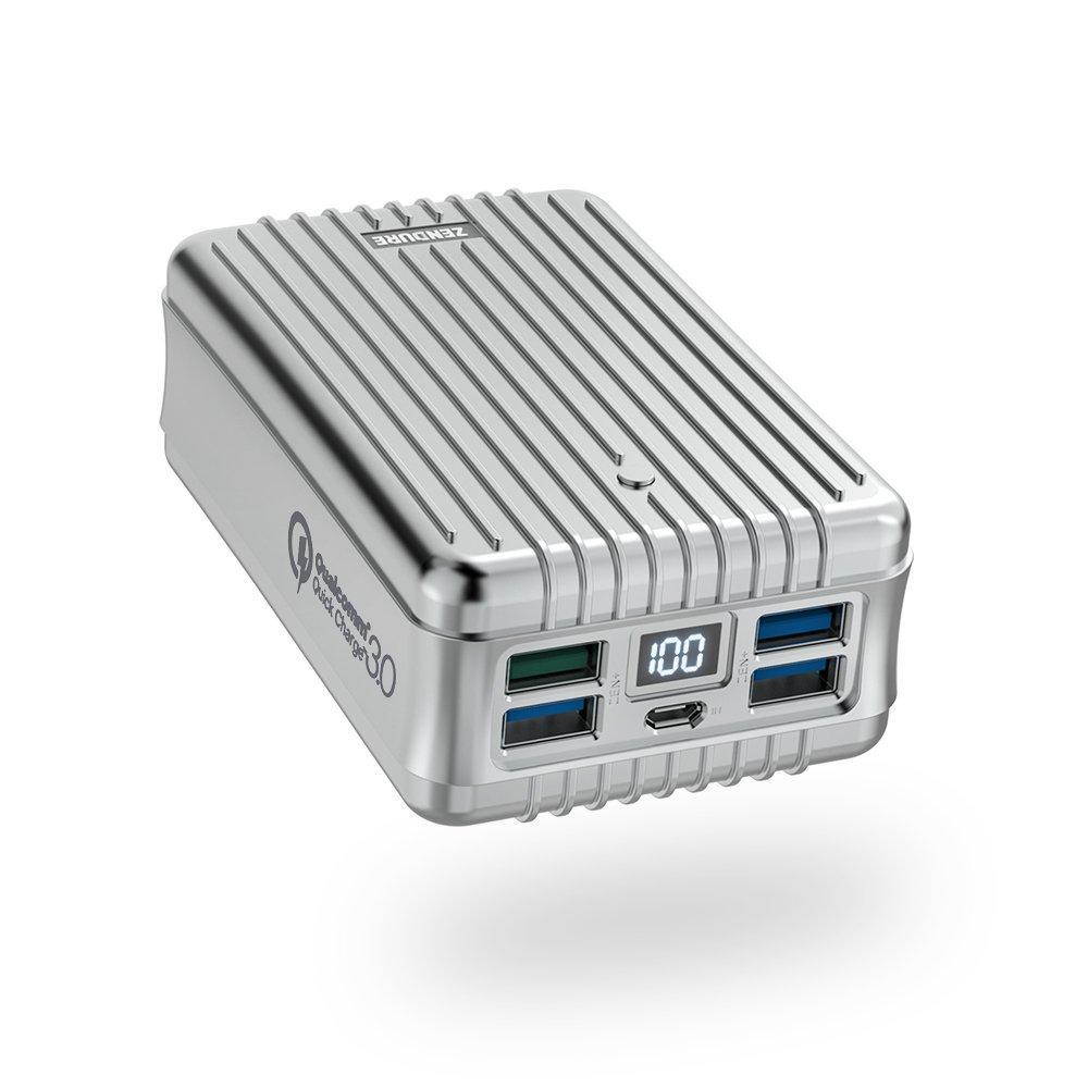 Zendure A8 26800 mAh Portable Charger &ndash; Ultra Durable Power Bank with QuickCharge 3.0, 4 USB Ports, Digital Display, Zen+ Technology for iPhone, iPad, Samsung Galaxy, LG, Pixel & More &ndash; Silver