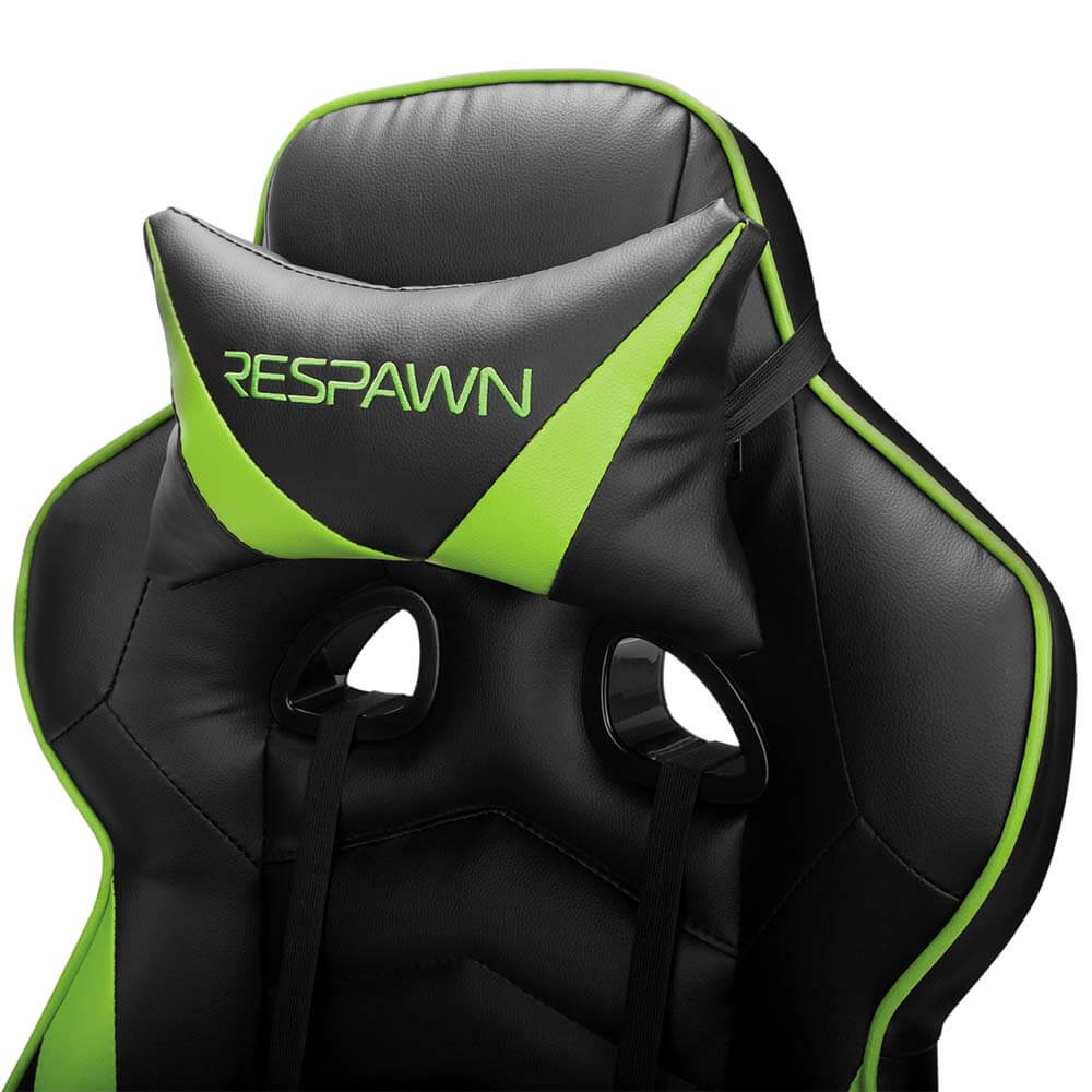 RESPAWN 110 Racing Style Gaming Chair, Reclining Ergonomic Leather Chair with Footrest, in White (RSP-110-WHT)