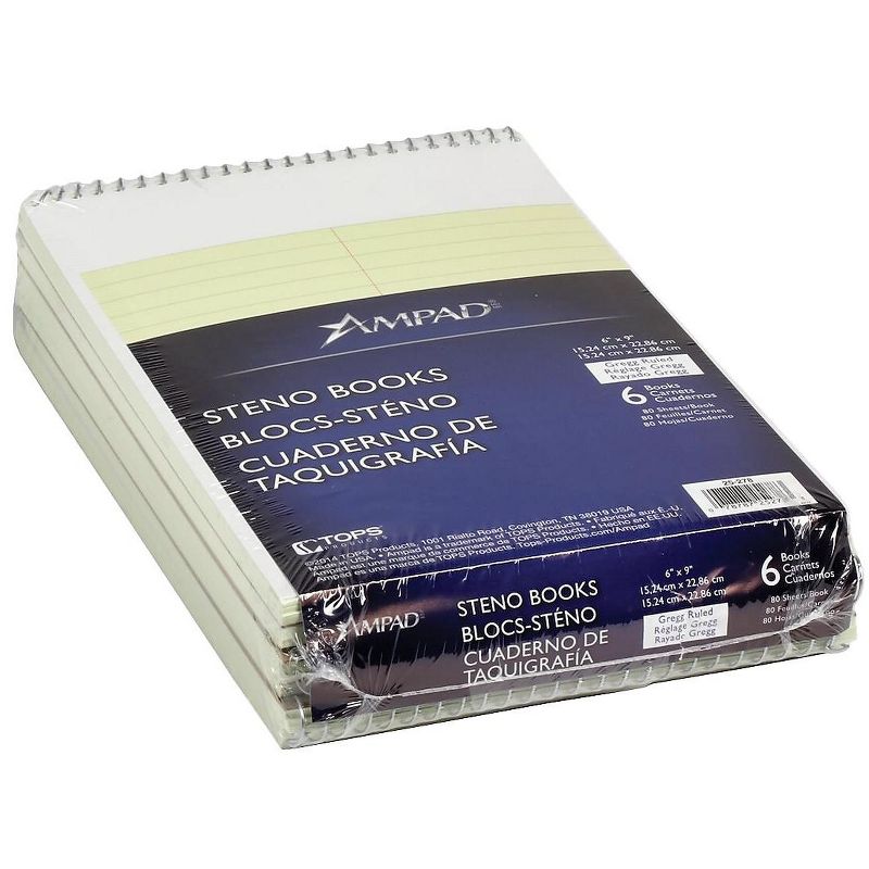 Ampad Steno book 6" x 9" 80 Sheets Gregg Ruled White 2657153