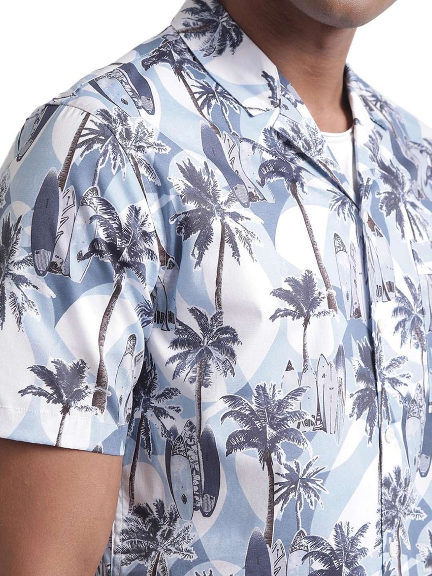 Matinique Blue Regular Fit Printed Shirt