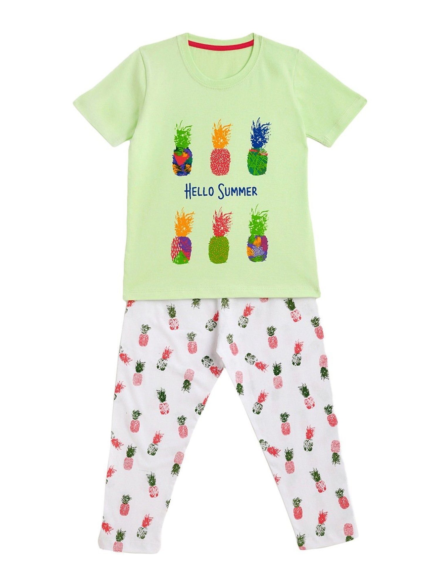 Kids Craft Mint Green Cotton Printed T-Shirt & Pants