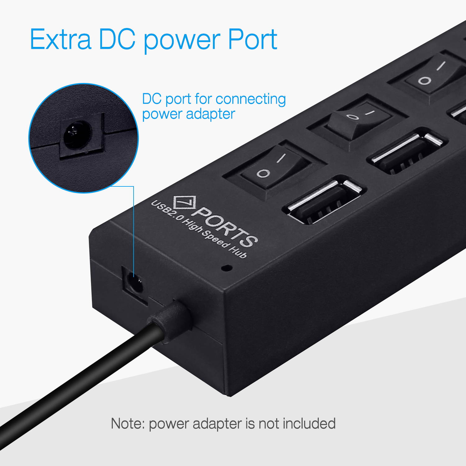 FirstPower 7 Port USB 2.0 Multi Charger Hub +High Speed Adapter ON/OFF Switch Laptop PC Computer Peripherals