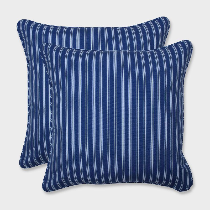 18.5" 2pk Resort Stripe Throw Pillows Blue - Pillow Perfect