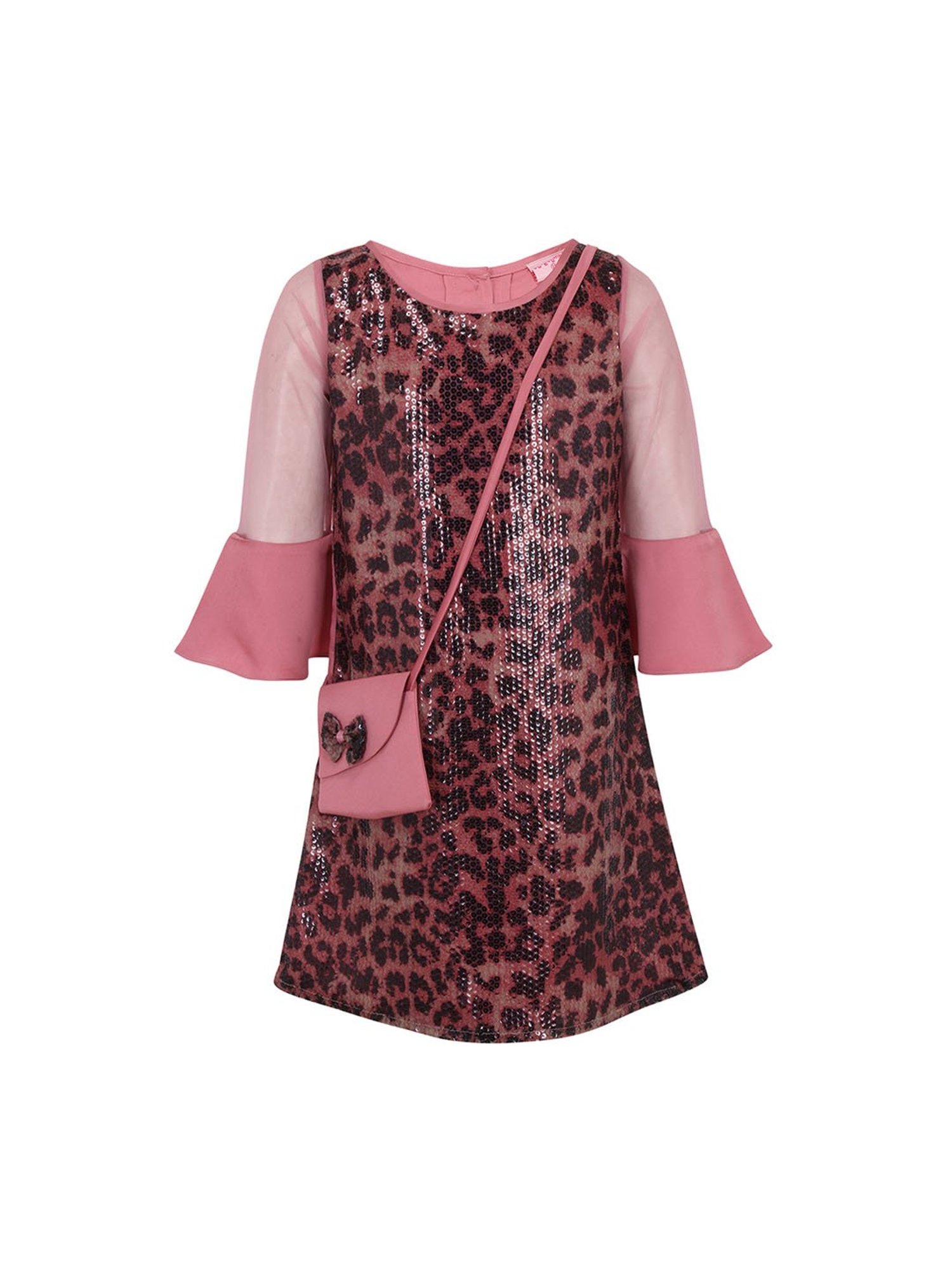 Cutecumber Kids Pink Embellished Dress with Bag