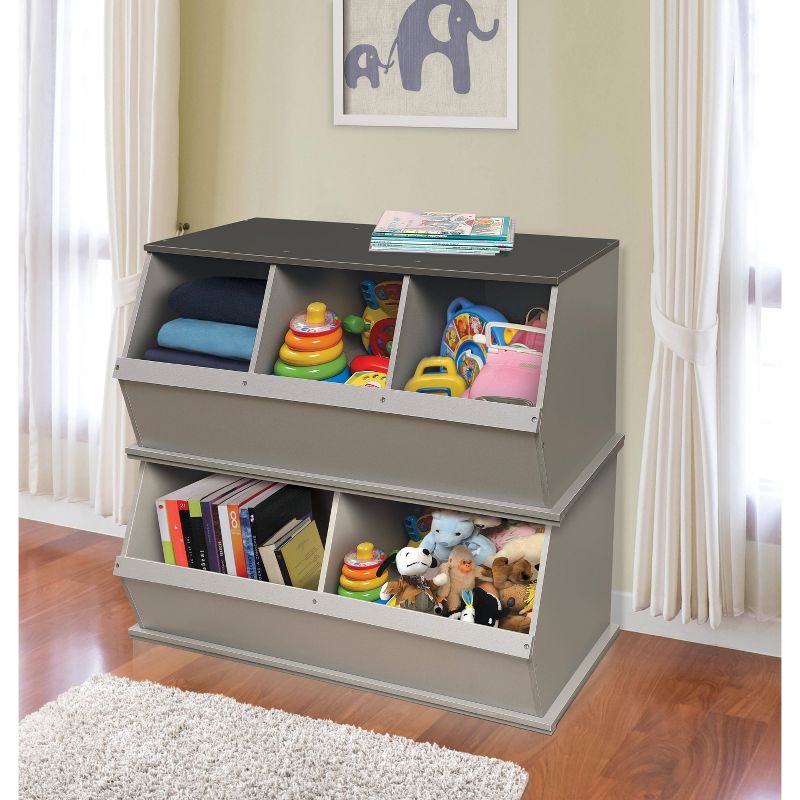 Badger Basket 2 Bin Stackable Storage Cubby Gray