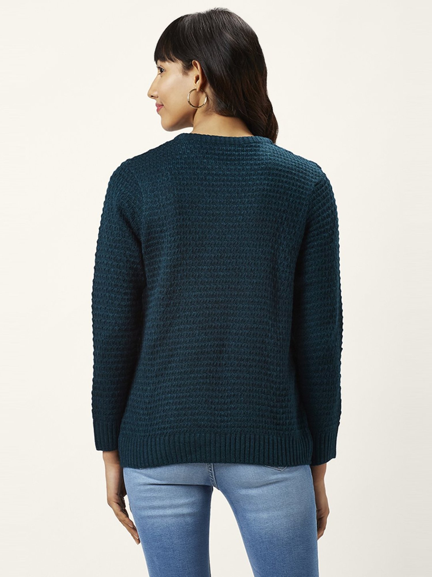 Honey by Pantaloons Blue Self Pattern Sweater