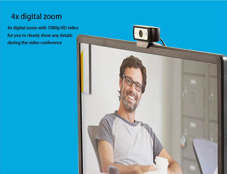 Original Logitech C930c HD Smart 1080P Webcam with Cover for Computer Zeiss Lens USB Autofocus Video camera 4 Time Digital Zoom Chatcam for PC Desktop or Laptop Computer Webcam