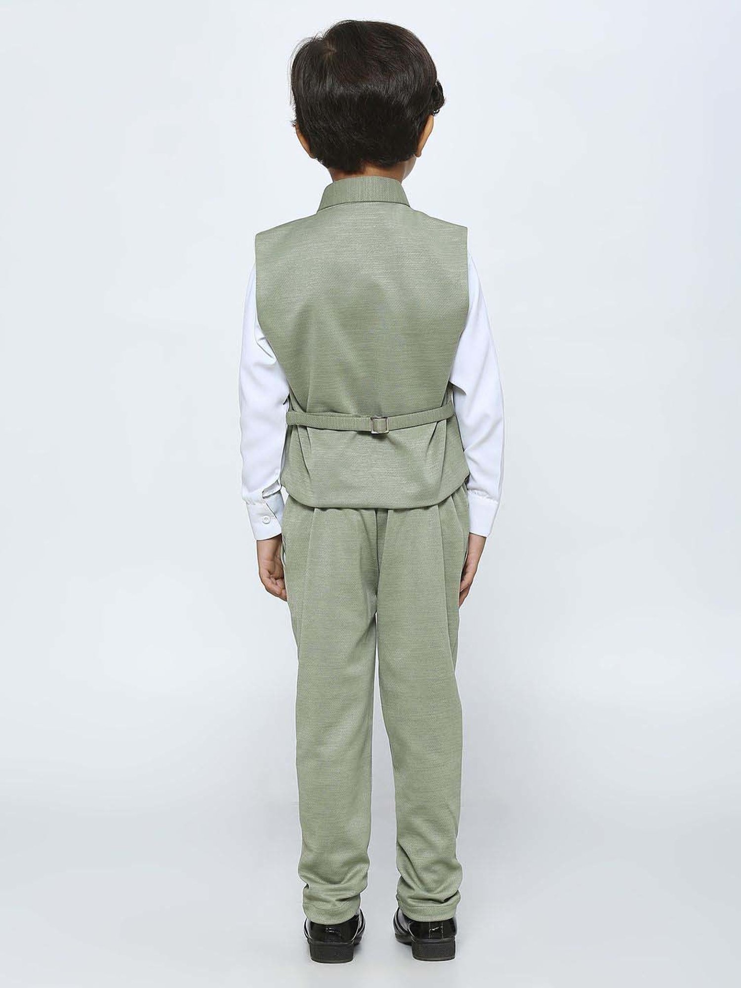 Kids Island Boys Grey Solid Full Sleeves Suit Set