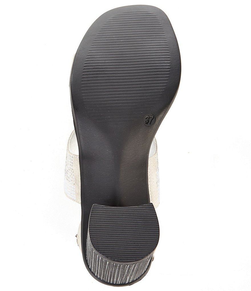 Onex Perla Rhinestone Embellished Leather Block Heel Slide Sandals