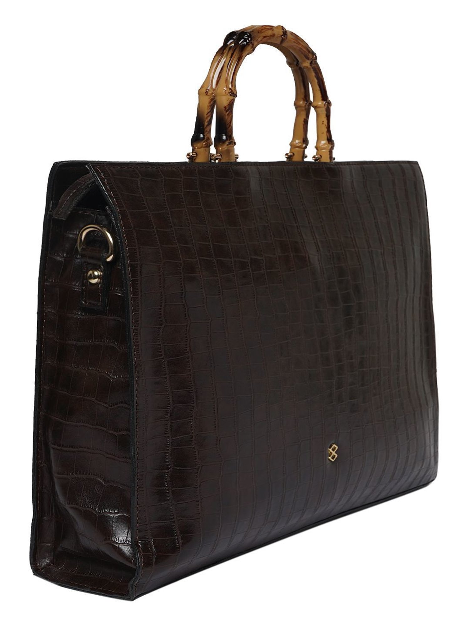 Horra Brown Textured Medium Handbag