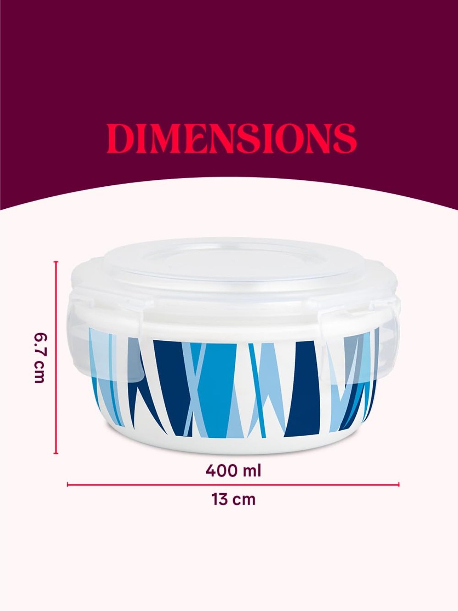 Larah by Borosil Blue Opalware Lunch Box with Lunch Bag