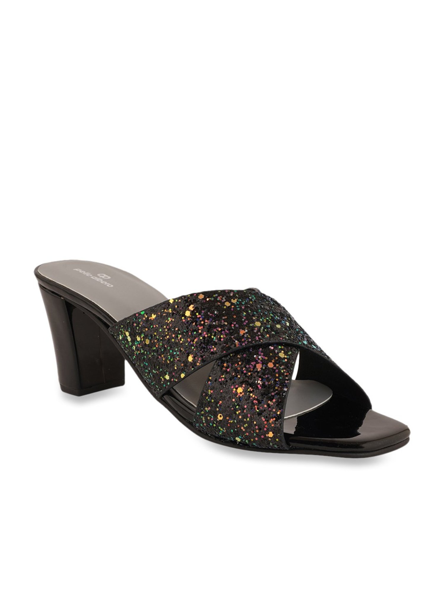 Pelle Albero Women's Black Cross Strap Sandal