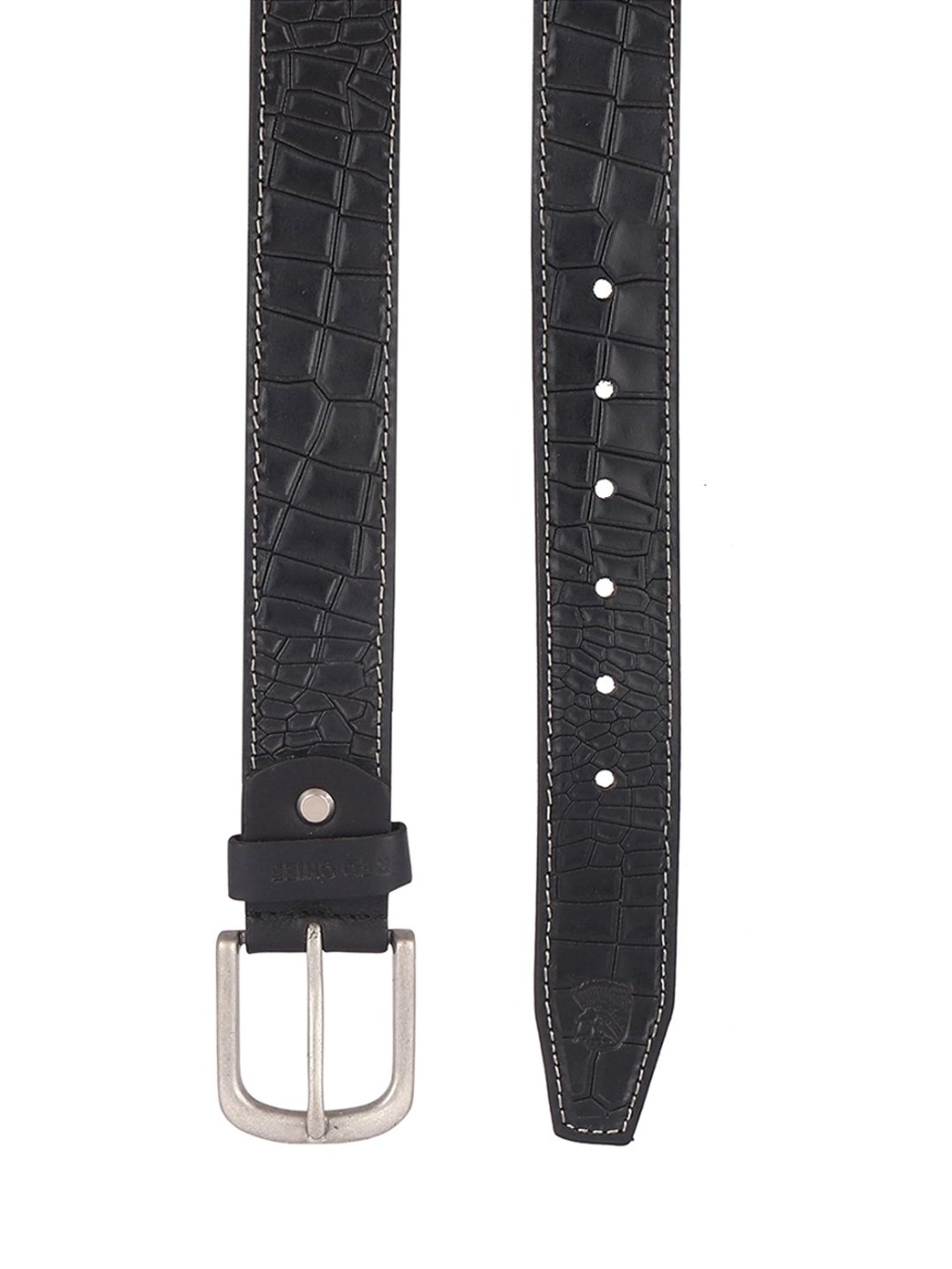 Red Chief Black Textured Leather Casual Belt for Men