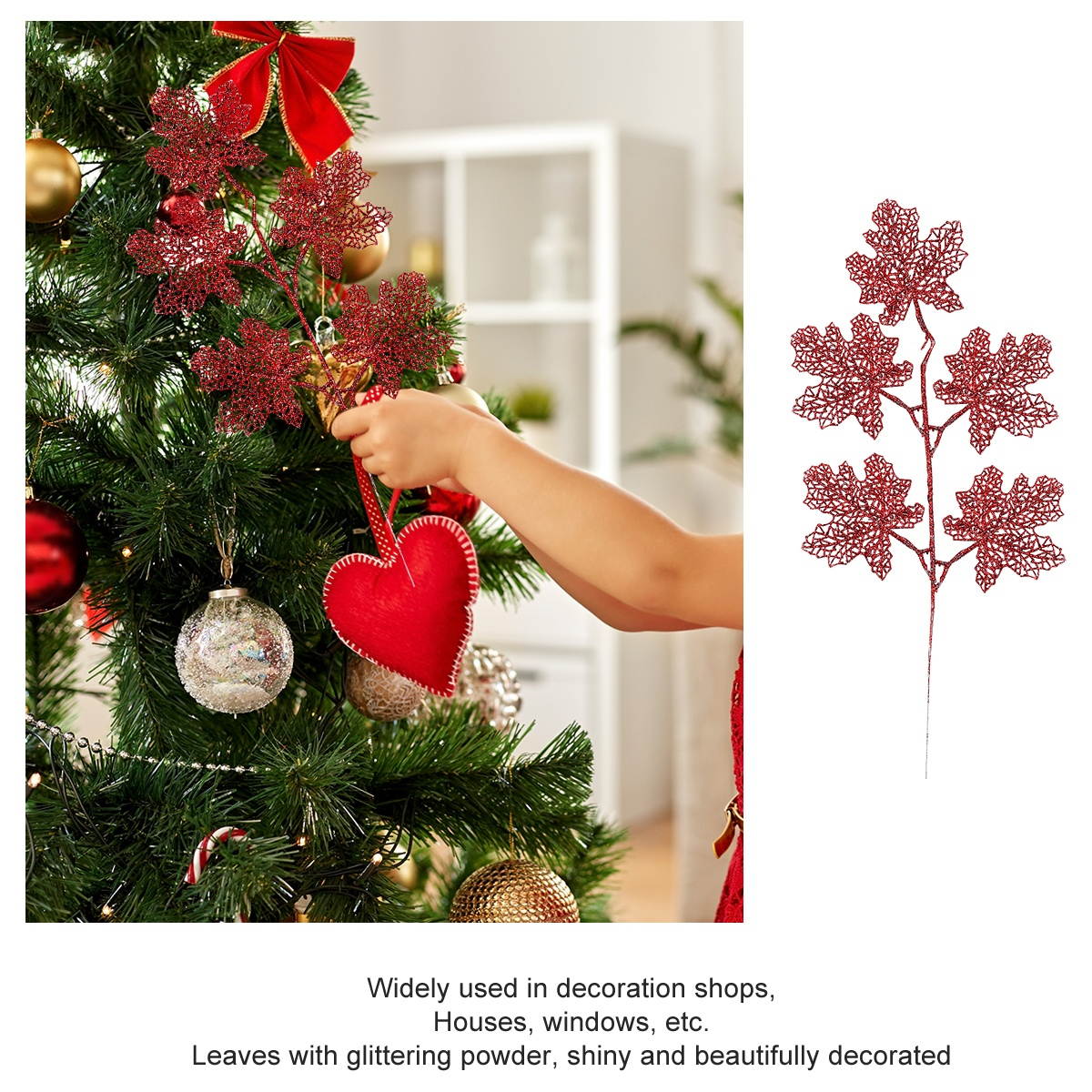 5Pcs Fashion Decorative Leaves Artificial Leaves Christmas Props Accessories