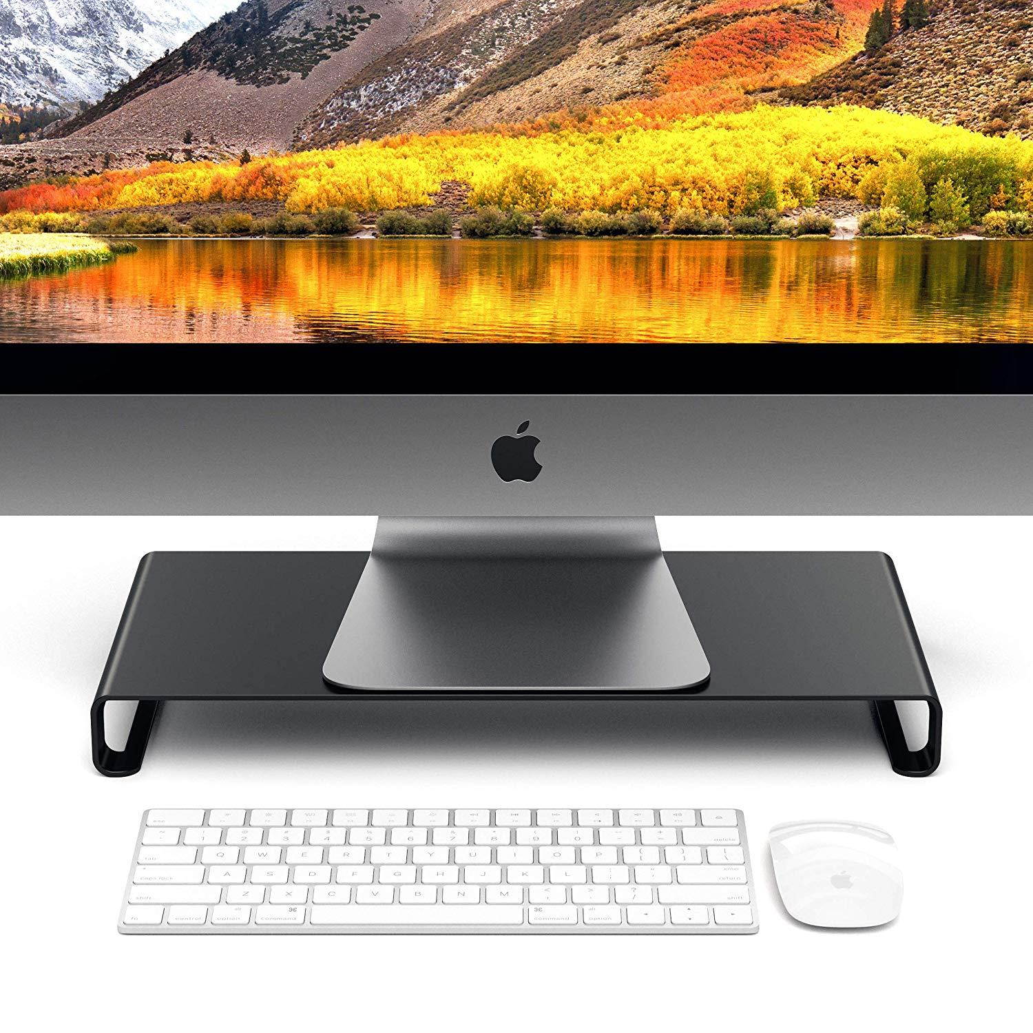 Satechi Aluminum Universal Unibody Monitor Stand - Compatible with 2017/2018 MacBook Pro, iMac Pro, Google Chromebook, Microsoft Surface, Dell, Asus and More (Jet Black)