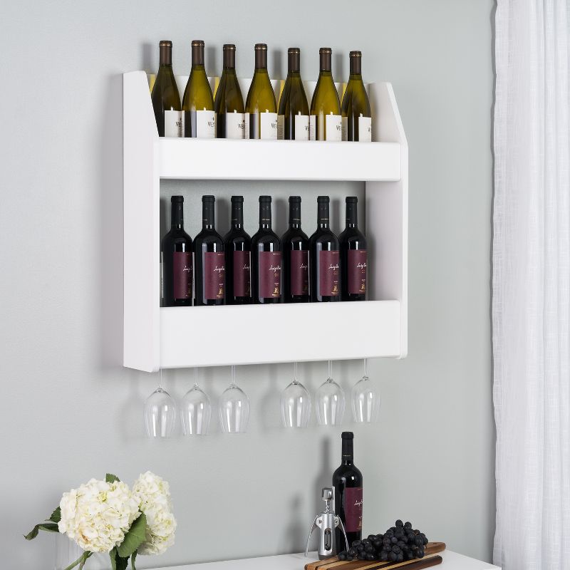 2 Tier Floating Wine and Liquor Rack White - Prepac
