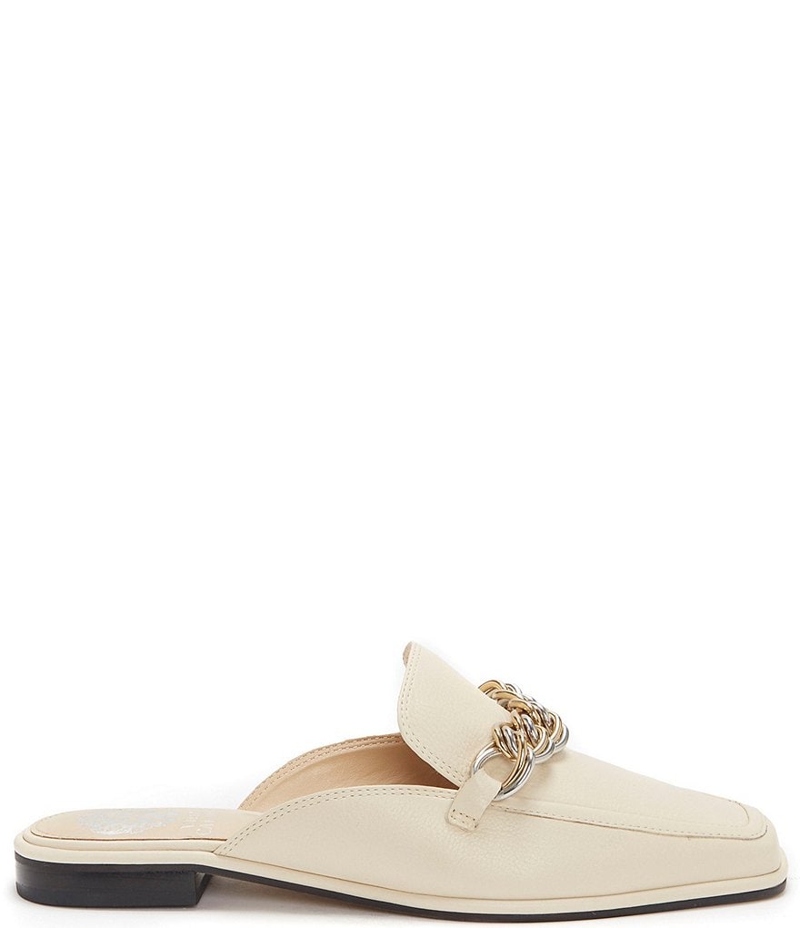 Vince Camuto Rachey Square Toe Chain Detail Leather Mules