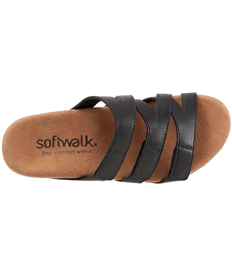 Softwalk Blythe Leather Adjustable Slide Sandals