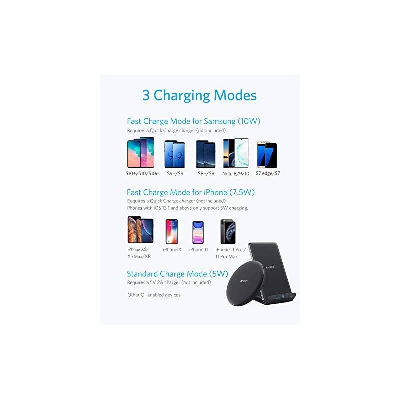 Wireless Chargers Bundle PowerWave Pad Stand Upgraded QiCertified 75W for iPhone Xs Max XR XS X 88 Plus 10W Fast Charging Samsung Galaxy S10 S9 S8 Note 10 Note 9 No AC Adapter