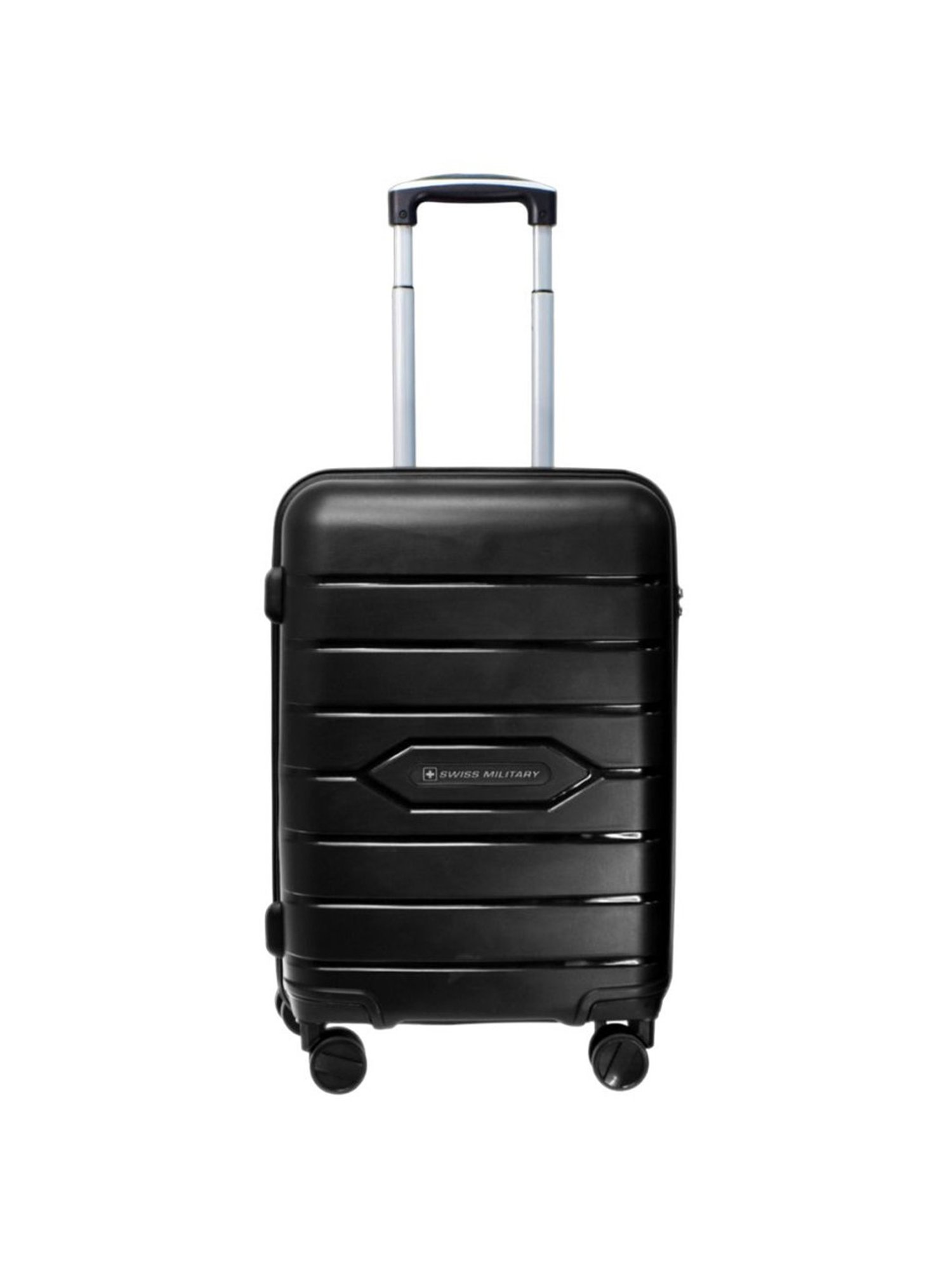 Swiss Military Black Striped Hard Cabin Trolley Bag - 20 cm