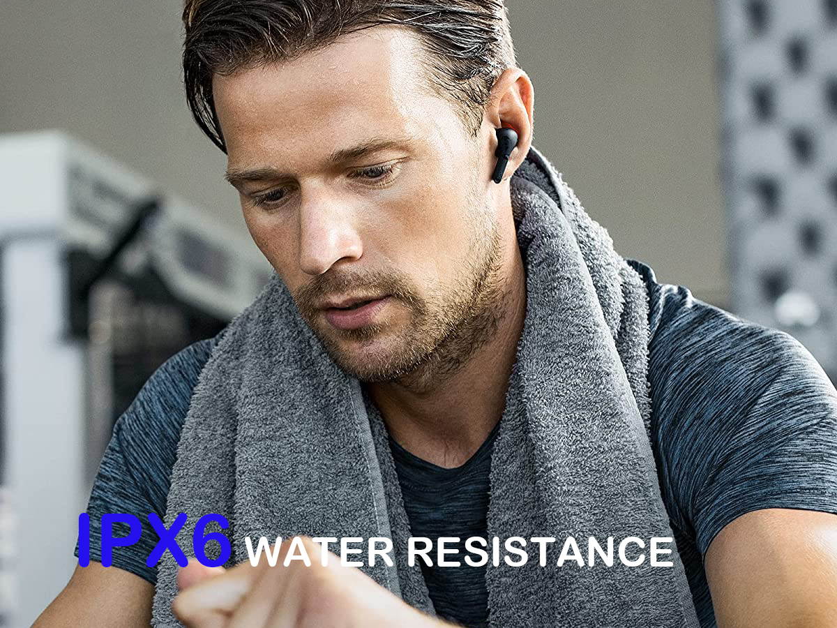 Upgraded Wireless Earbuds, Bluetooth Headphones with Noise Cancelling Mics, 30H Playtime, IPX6 Waterproof Bluetooth Earphones in-Ear with 5 Sizes Tips for iPhone, Android, Charging Case Included