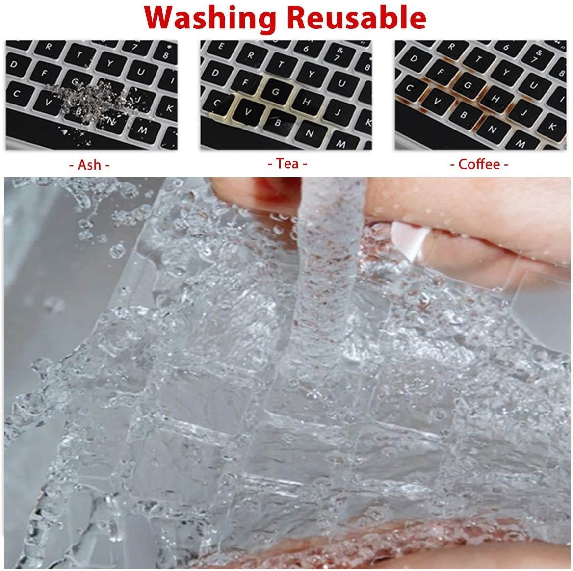 LENTION Silicone Keyboard Cover Protector for MacBook Pro 13 15 17 Inch (with or without Retina Display, 2015 or Older Version) and MacBook Air 13 2010-2017, Ultra Thin Soft Skin (Black)