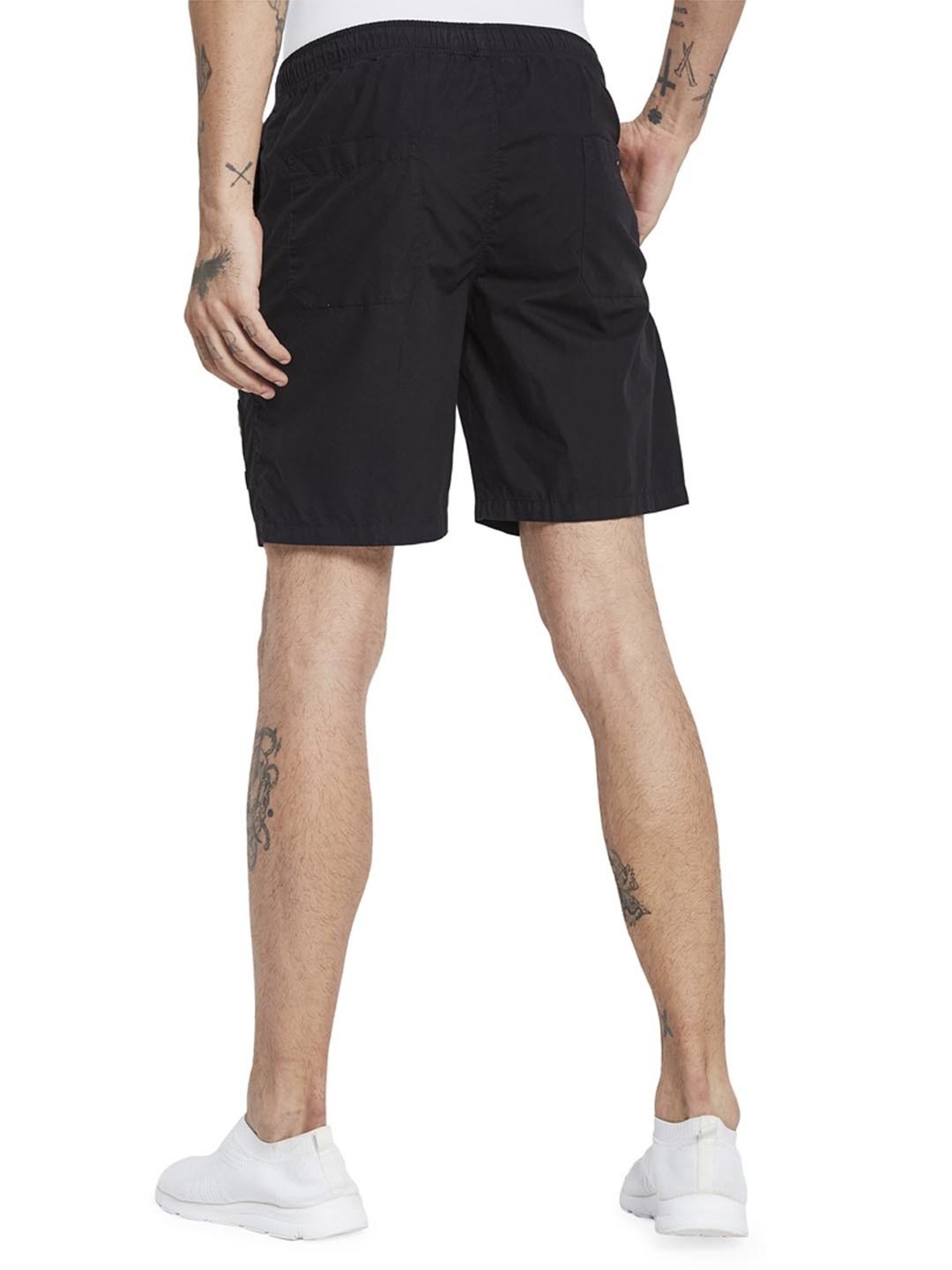 Octave Black Cotton Regular Fit Shorts