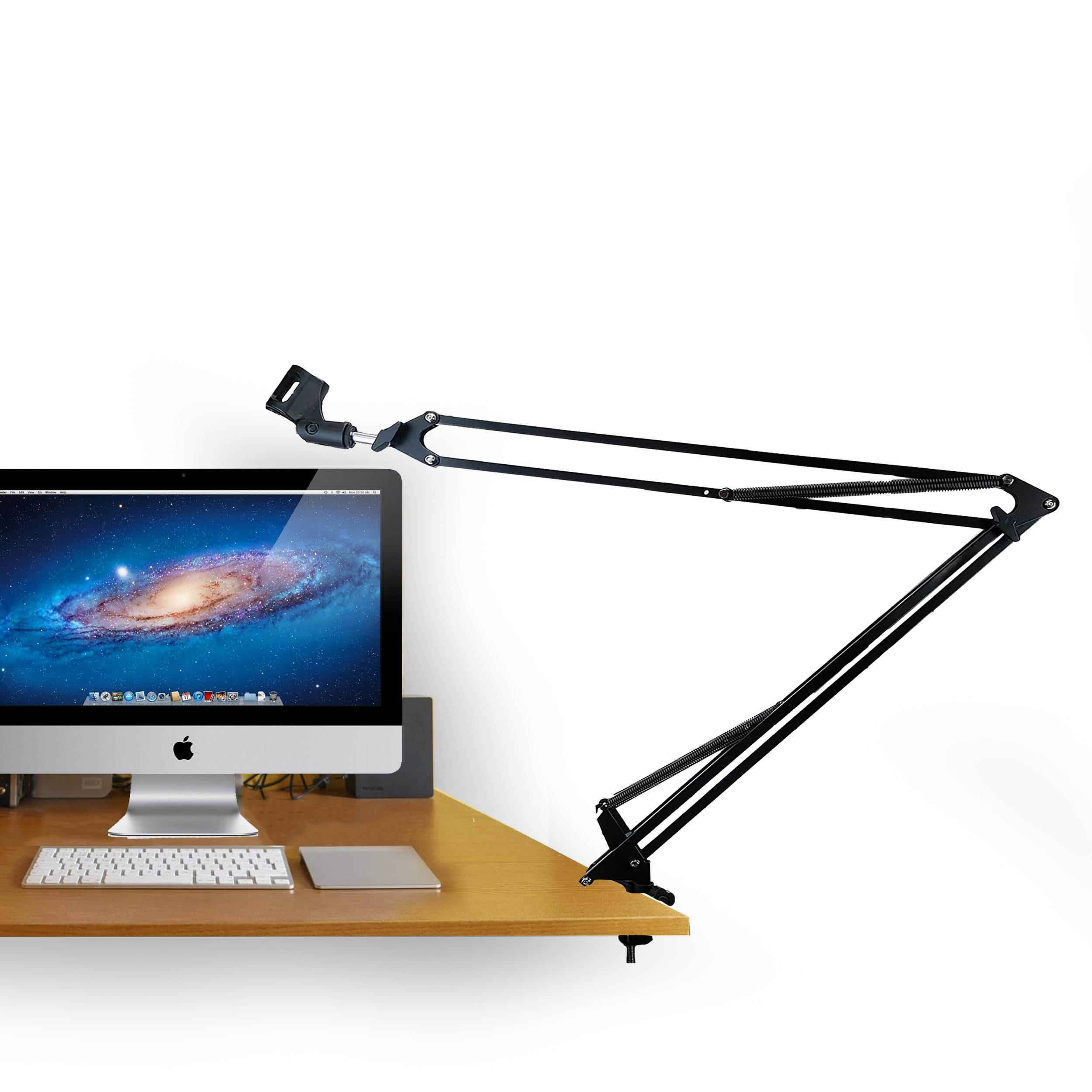 Nady DBMS-19 Desktop Boom Microphone Stand - Use it for podcasts or radio transmissions, sturdy metal frame, includes mounting brackets and microphone clip