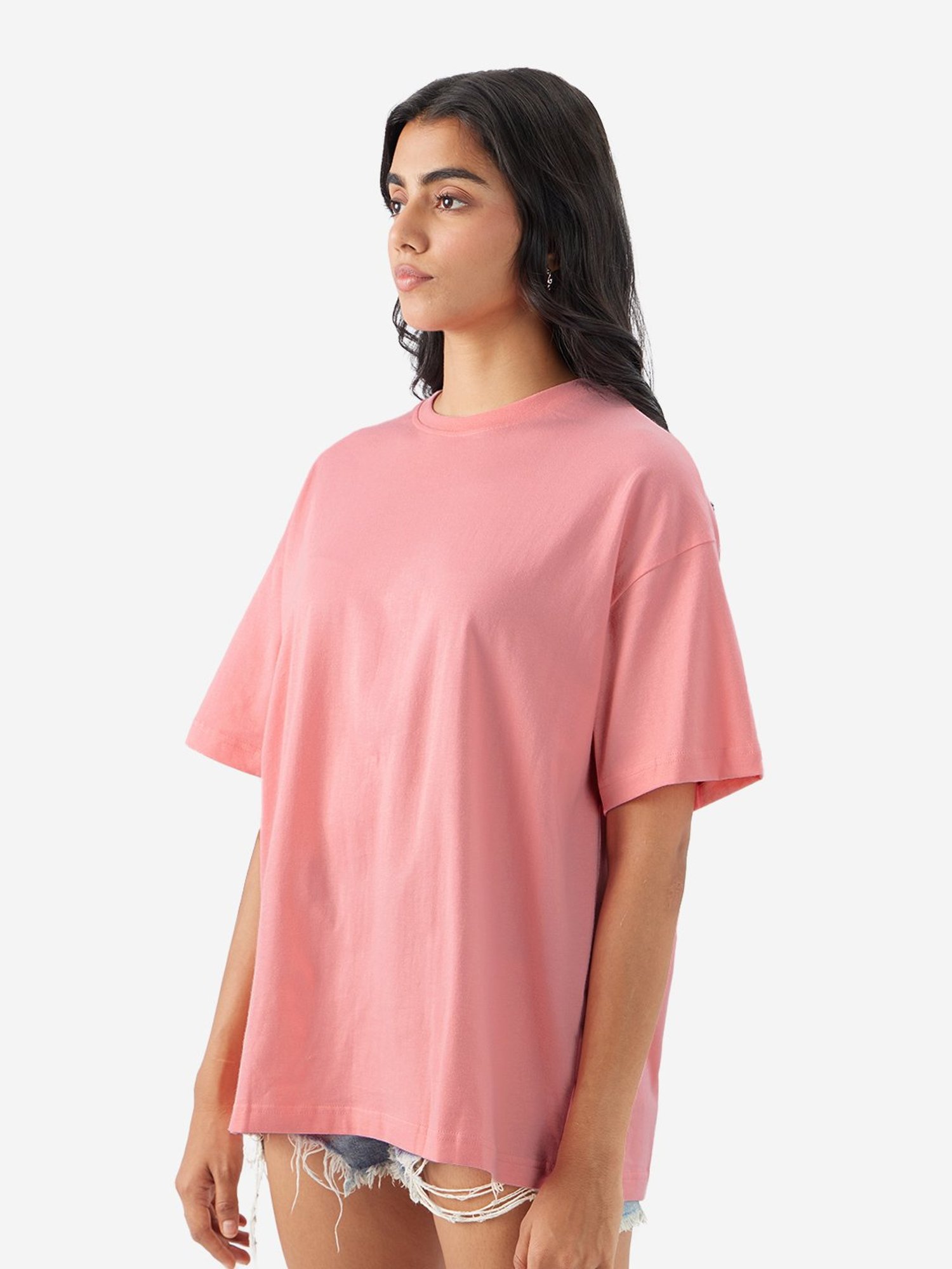 The Souled Store Pink Relaxed Fit Oversized T-Shirt