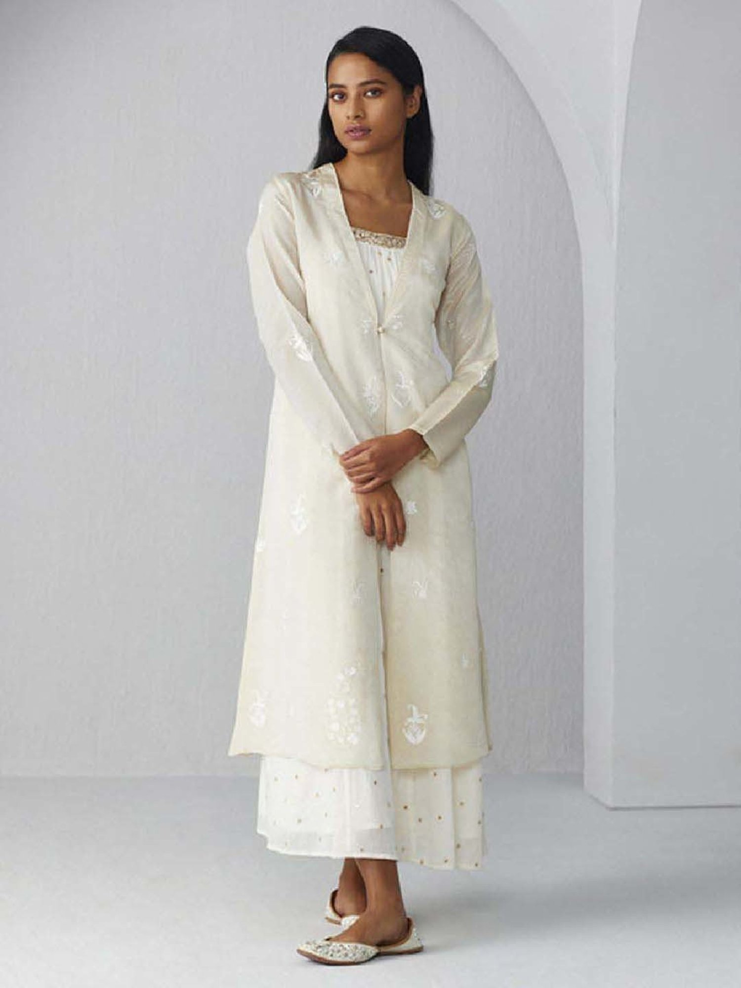 Ancestry Off White Embroidered Jacket
