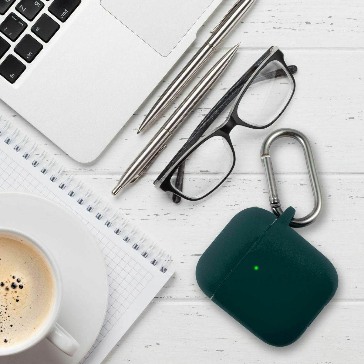 For AirPods 1  2 Liquid Silicone Case Protective Soft Skin Cover Midnight Green