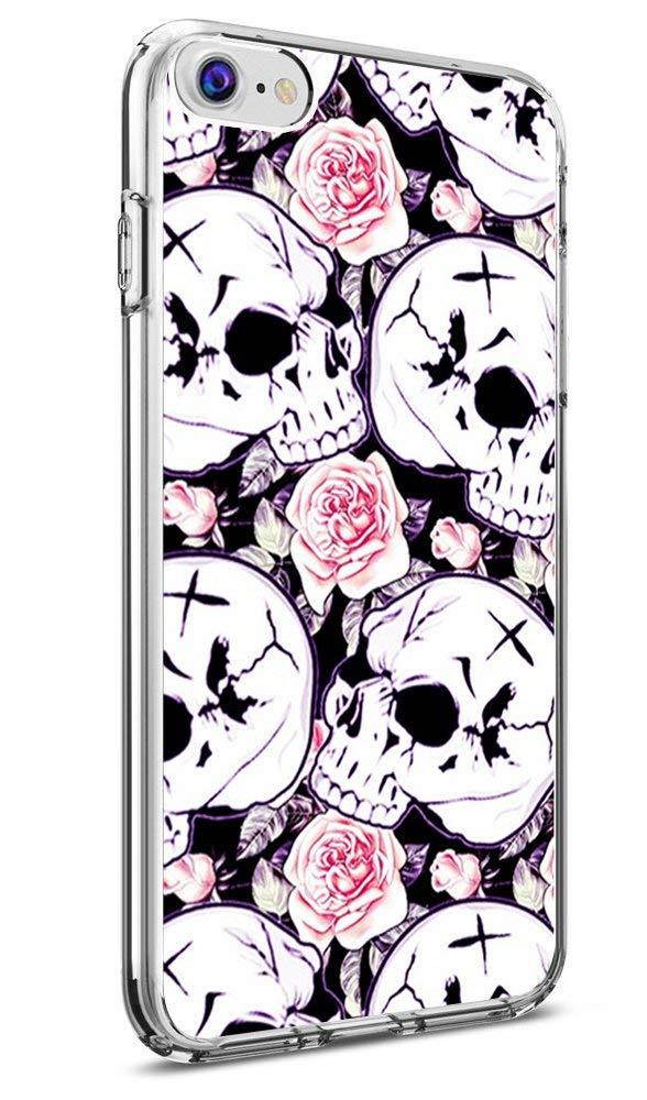 i7 Case Skulls,i8 Case Skulls,Gifun [Anti-Slide] and [Drop Protection] Clear Soft TPU Premium Flexible Protective Case for Apple iPhone 8/iPhone 7 - White Skeleton with Rose