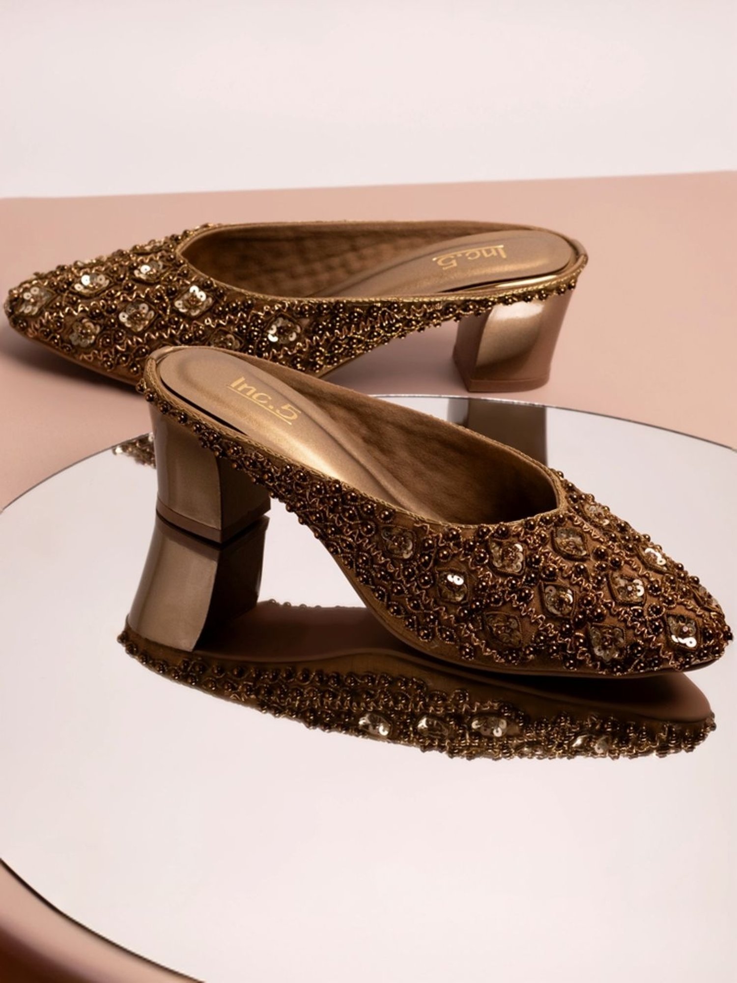 Inc.5 Women's Antique Gold Mule Shoes