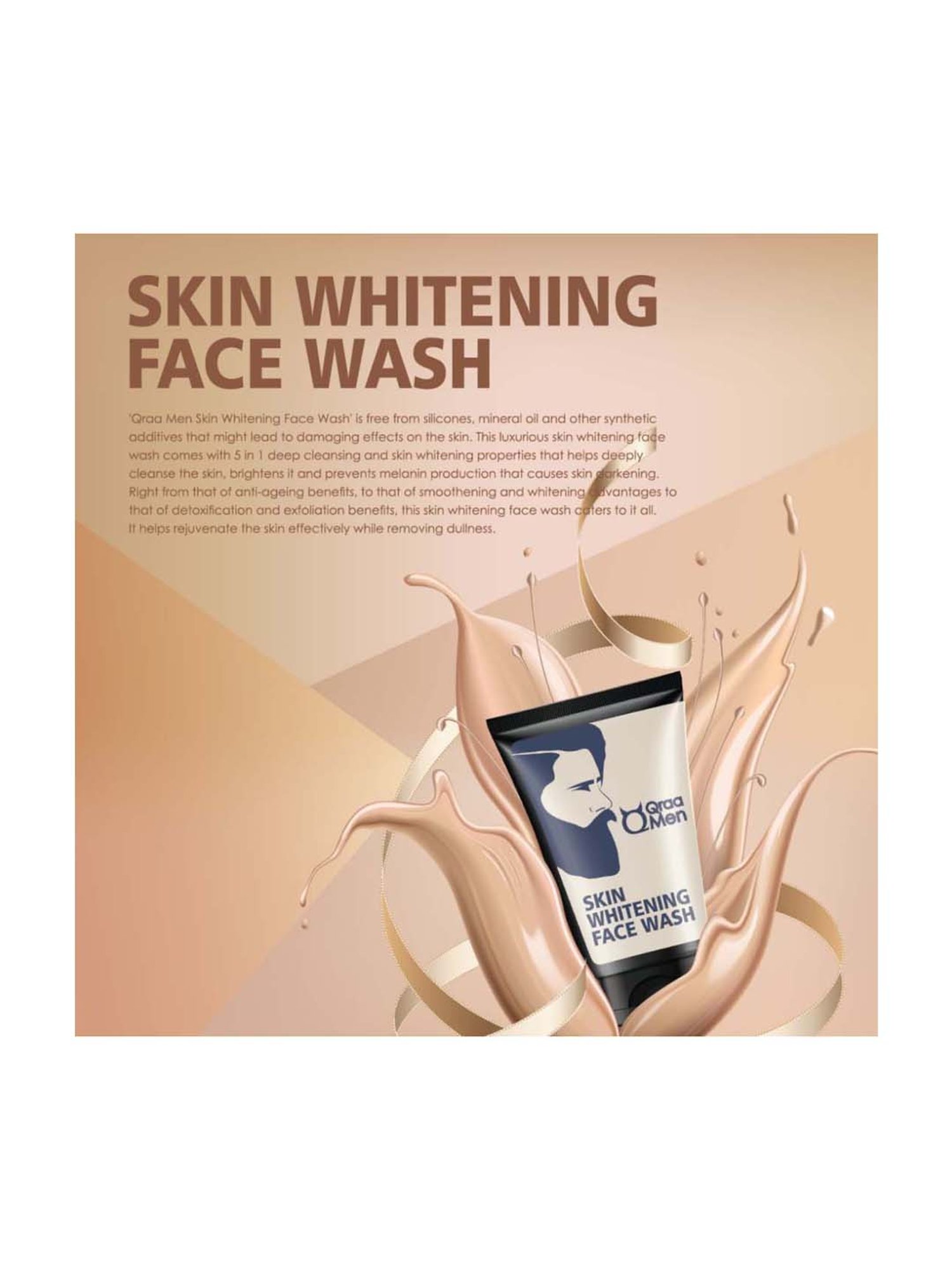 Qraa Men Vitamin C Skin Whitening Face Wash - 100 gm
