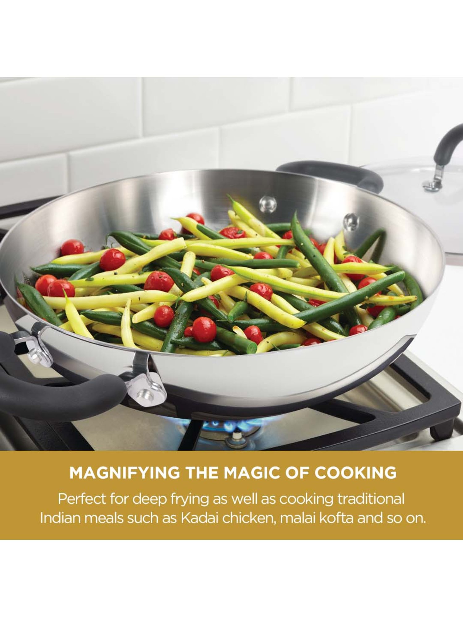 ALLO Silver Stainless Steel Induction Friendly Triply Kadhai (3 L)