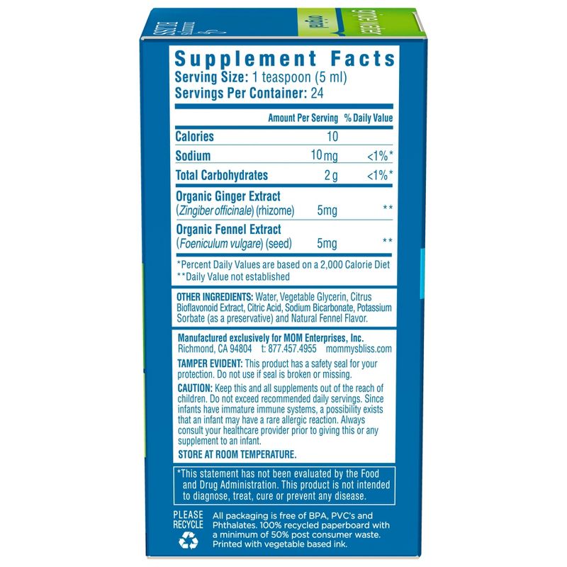 Mommy's Bliss Gripe Water for Babies with Gas, Colic or Stomach Discomfort - 4 fl oz