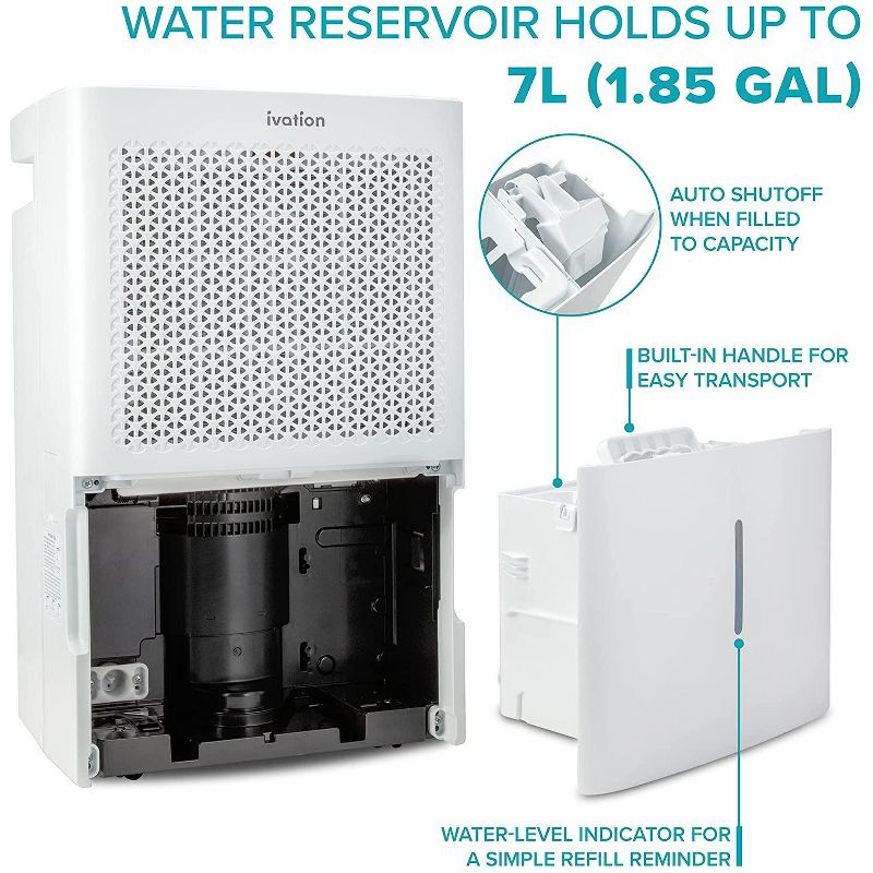 Ivation 4,500 Sq Energy Star Compressor Dehumidifier with Pump, Large Capacity for Spaces Up To 4,500 Sq Ft, Includes Programmable Humidity, Hose Connector, Auto Shutoff and Restart and Washable Filter