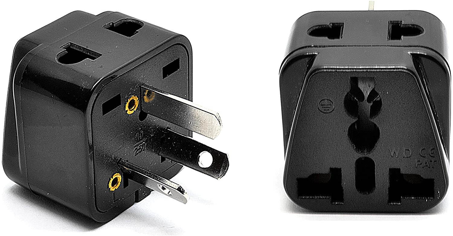 OREI 2 in 1 USA to Australia/China Adapter Plug - 2 Pack, Black