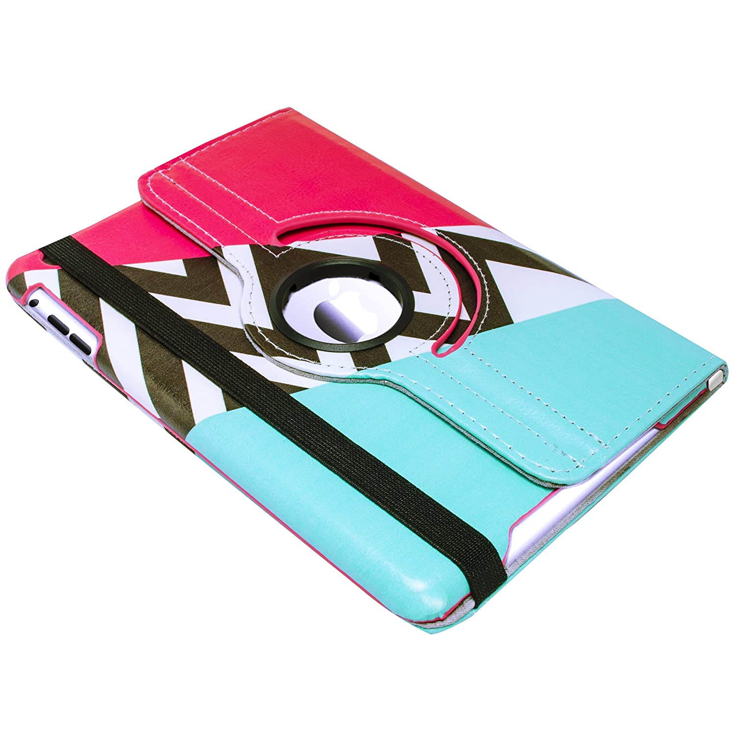 iPad Mini Case, iPad Mini 2/3 Case - Bastex 360 Rotating Case for Apple iPad Mini 1/2/3 with Auto Wake/Sleep Function (Pink/Chevron/Blue)