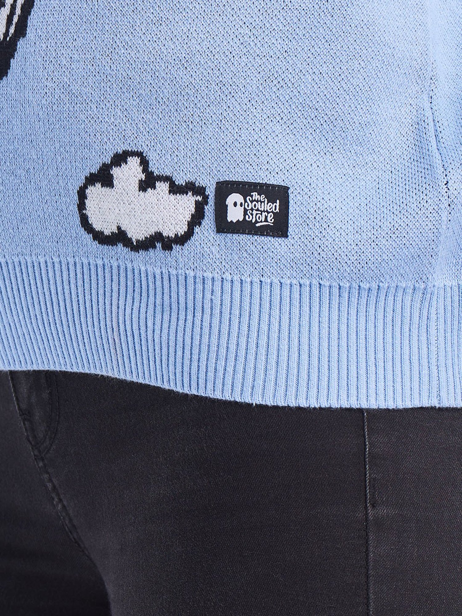 The Souled Store Blue Regular Fit Sweater