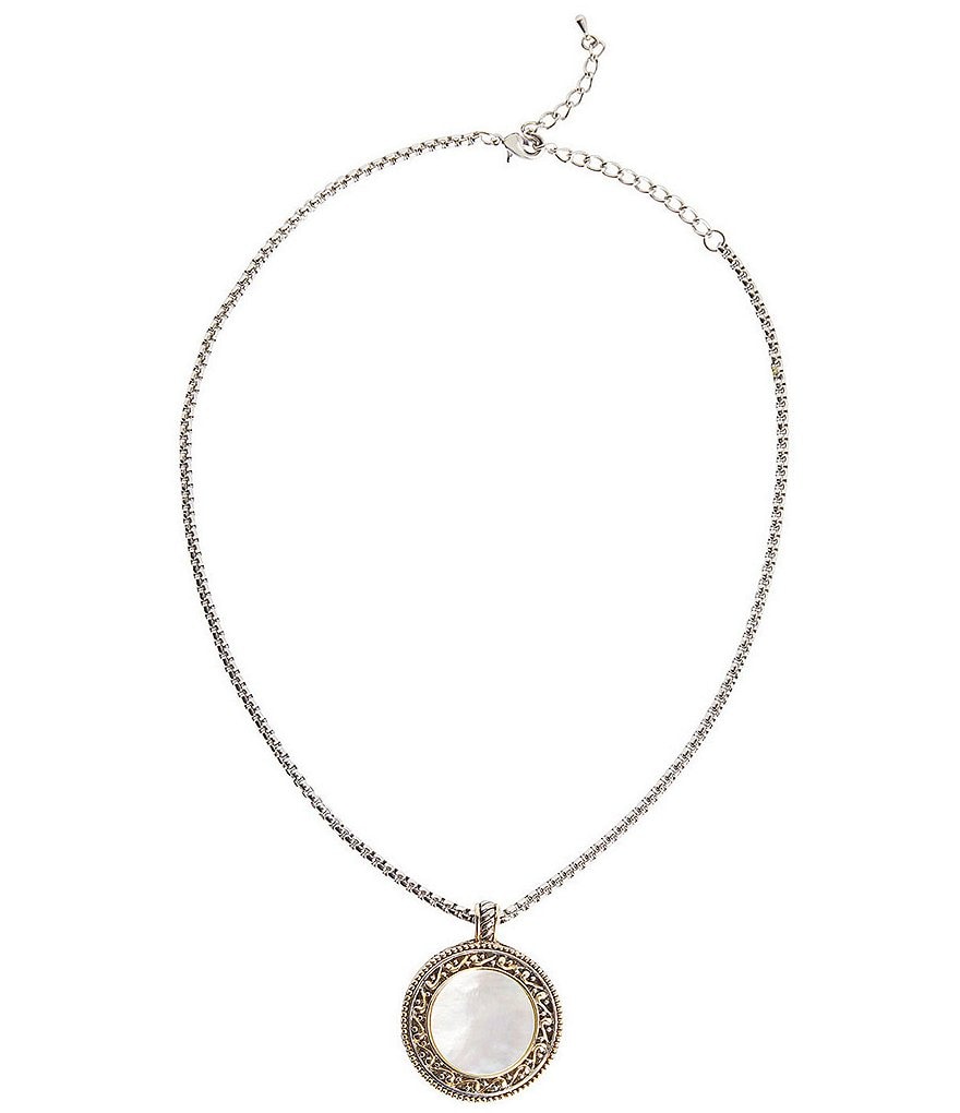 Ming Wang Two-Tone Mother-of-Pearl Disc Necklace