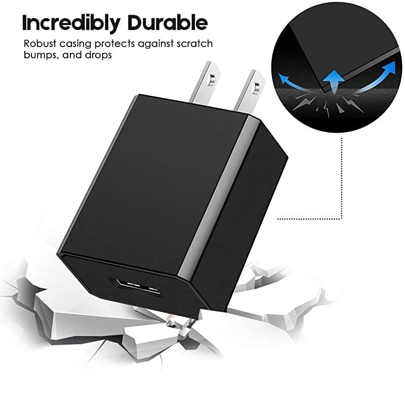 Wall Charger 2 Pack USB Wall Adapter Max Output 5V 2A for Power Bank Cell Phone Camera Voice Recorder MP3 Player Tablet and More USB Charging Device