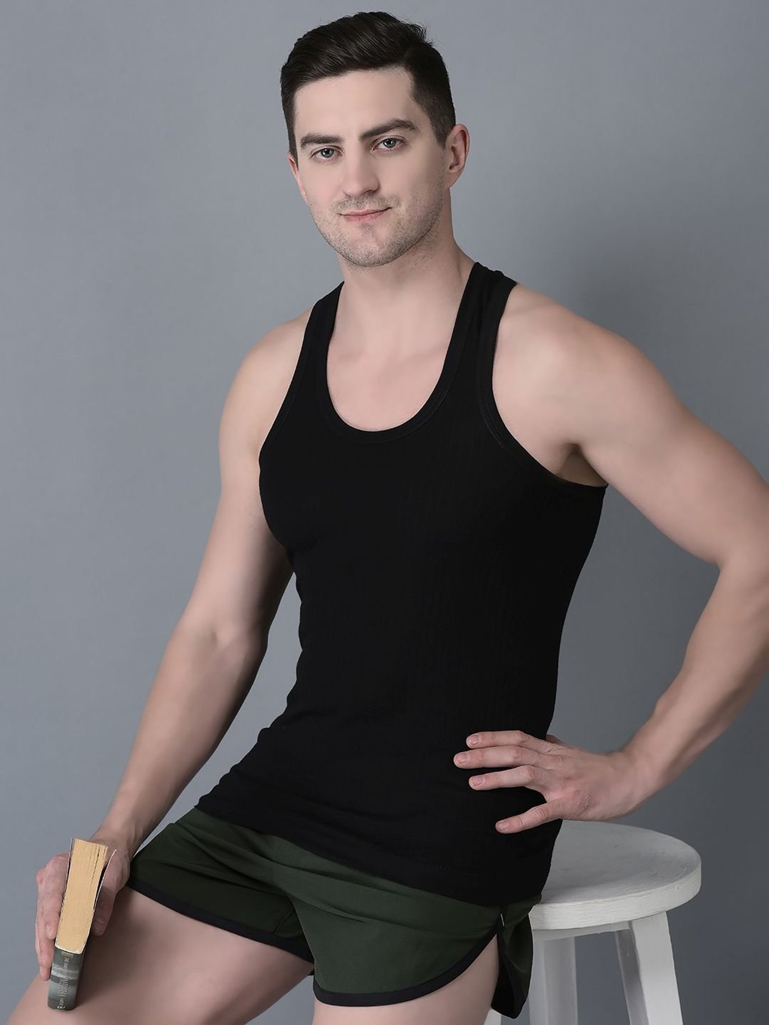 Dollar Bigboss Black Cotton Regular Fit Vest - Pack Of 6