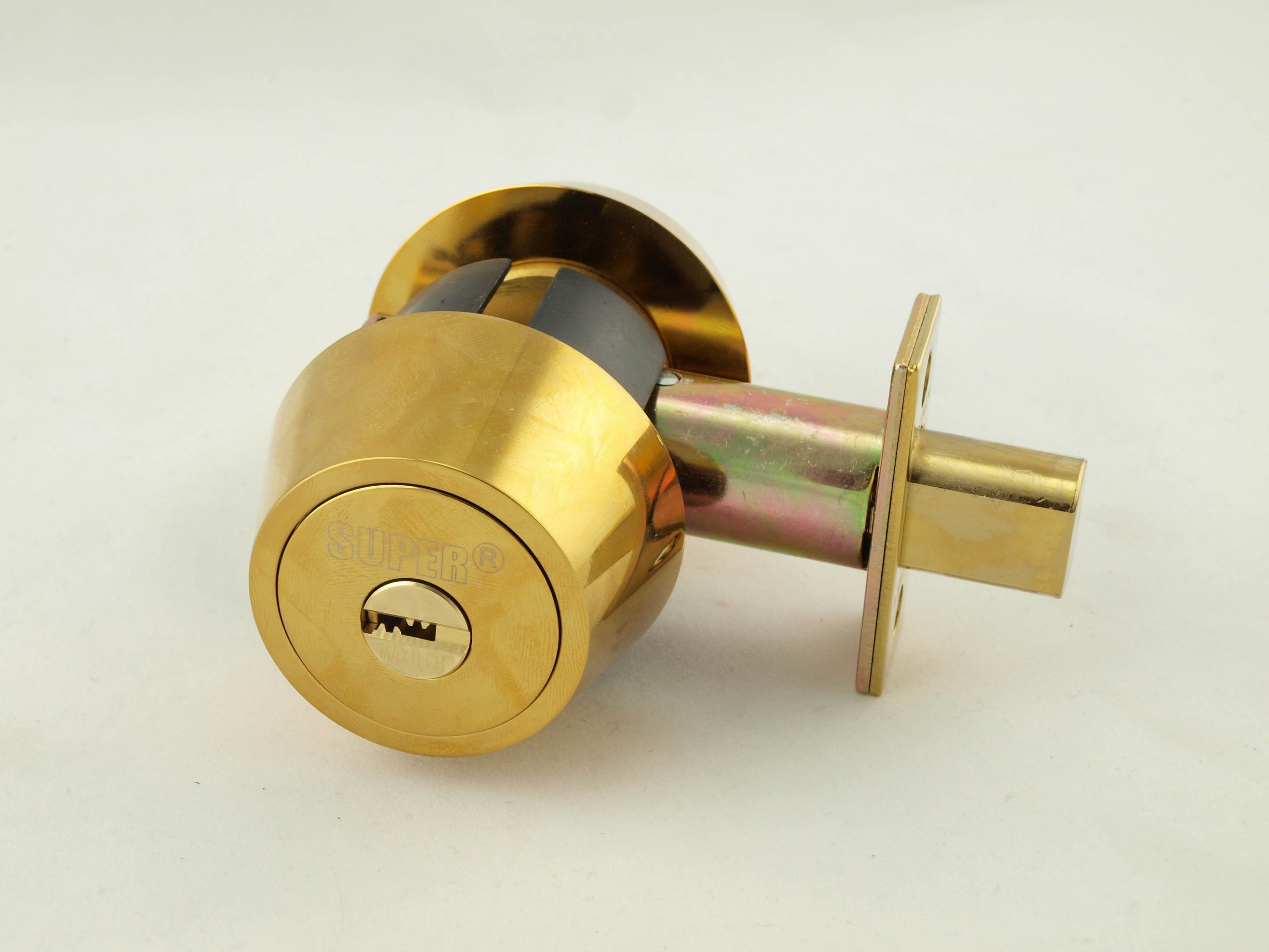 Maxtech, (Mul-t-lock Hercular HD1 Like) Polished Brass US3, Single Cylinder Deadbolt With Thumb Turn, HIGH SECURITY, 006 KEYWAY