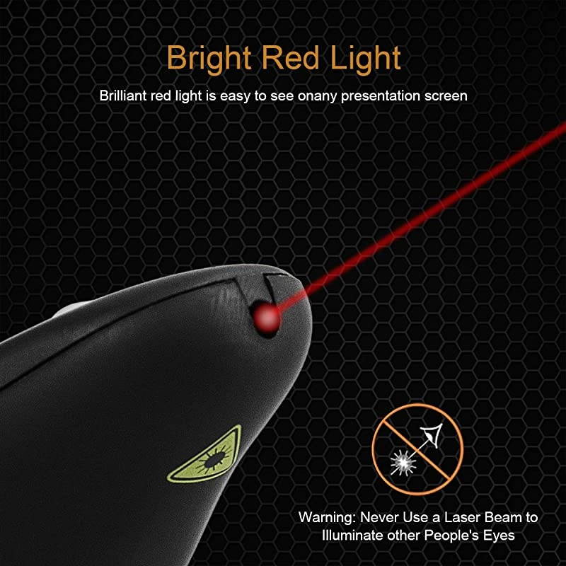 Wireless Presenter Remote RF 2.4GHz USB Presentation Remote Control PowerPoint Presentation Clicker for Mac/Keynote/PC/Laptop/PPT