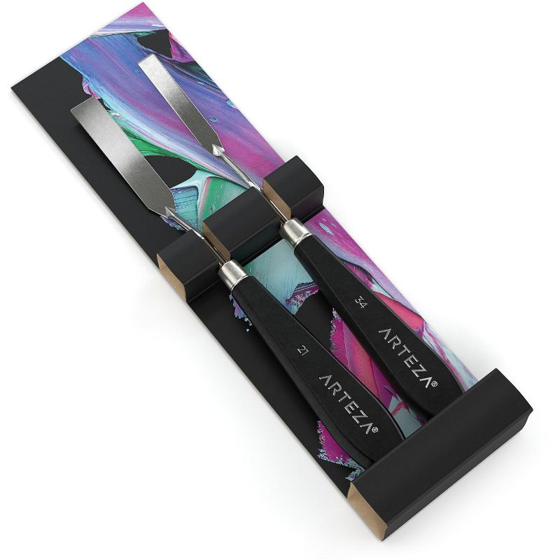 Arteza Palette Knives Art Tool Supply Set for Mixing and Applying Paint, #21 and #34 - 2 Pack (ARTZ-3632)