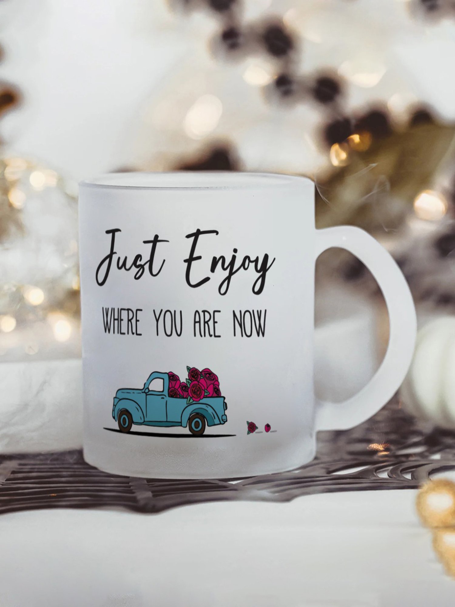 Gathari Aesthetic White Glass Frosted Coffee Mug